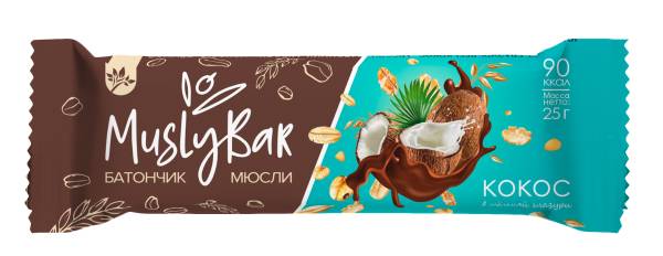 Изображение товара Батончик мюсли MuslyBar Кокос в темной глазури 25г Батончик мюсли MuslyBar Кокос в темной глазури 25г фотография